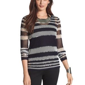 NWT Chico’s Open Knit Sequin Accent Sweater Size M